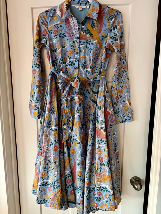 Boden Dresses & Skirts - Boden Kitty Midi Shirt Dress — Dusty Blue, Enchanting Peacock, UK 8R/US 4R